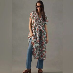 By Anthropologie V-Neck Floral Kaftan One Size